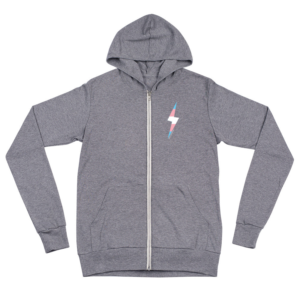 Trans Pride Lightning Bolt Unisex Zip Hoodie – Swish and Flick Podcast