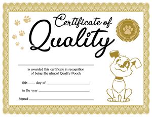 Personalized Quality Pet Certifcate