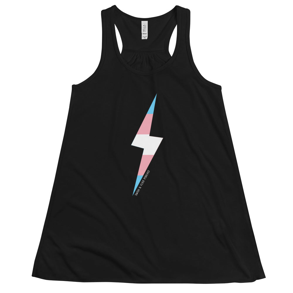 Trans Pride Lightning Bolt Flowy Racerback Tank